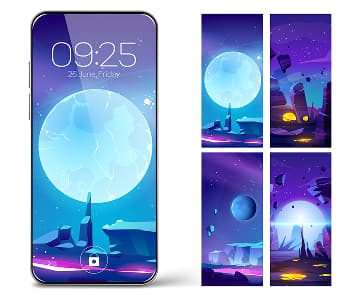 Screen illustrations for digital design